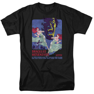 AN OFFCIALLY LICENSED HAMMER HOUSE OF HORROR DRACULAS MEN'S REGULAR FIT T-SHIRT BLACK