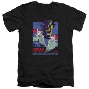 AN OFFCIALLY LICENSED HAMMER HOUSE OF HORROR DRACULAS MEN'S V-NECK T-SHIRT BLACK