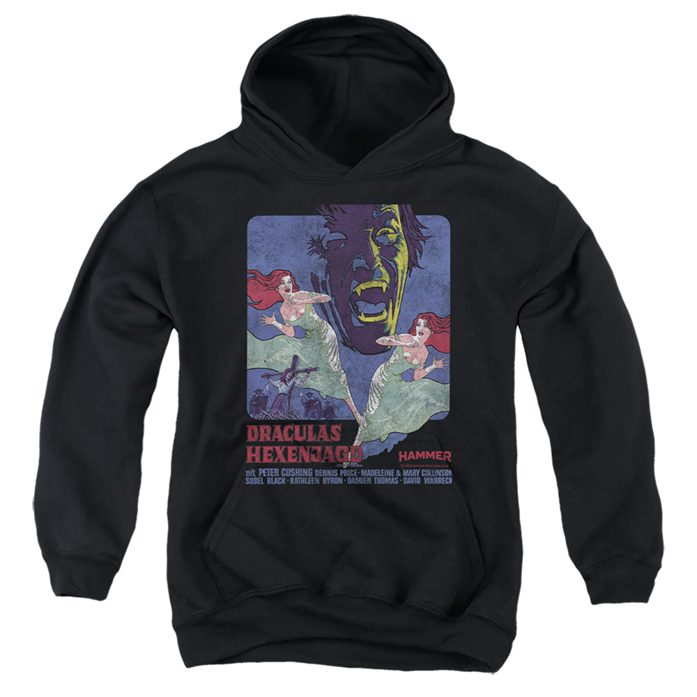 AN OFFCIALLY LICENSED HAMMER HOUSE OF HORROR DRACULAS YOUTH HOODIE BLACK