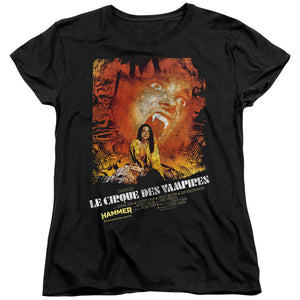AN OFFCIALLY LICENSED HAMMER HOUSE OF HORROR LE CIRQUE WOMEN'S REGULAR FIT T-SHIRT BLACK