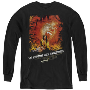 AN OFFCIALLY LICENSED HAMMER HOUSE OF HORROR LE CIRQUE YOUTH LONG SLEEVE T-SHIRT BLACK