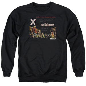 AN OFFCIALLY LICENSED HAMMER HOUSE OF HORROR THE UNKKNOWN ADULT UNISEX CREWNECK SWEATSHIRT BLACK
