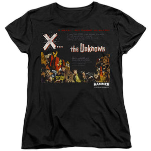 AN OFFCIALLY LICENSED HAMMER HOUSE OF HORROR THE UNKKNOWN WOMEN'S REGULAR FIT T-SHIRT BLACK