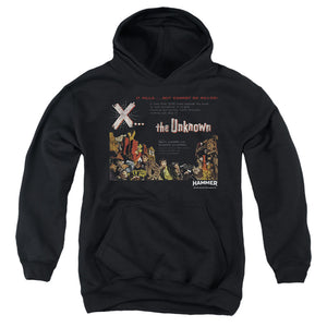 AN OFFCIALLY LICENSED HAMMER HOUSE OF HORROR THE UNKKNOWN YOUTH HOODIE BLACK