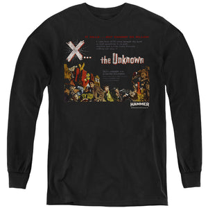 AN OFFCIALLY LICENSED HAMMER HOUSE OF HORROR THE UNKKNOWN YOUTH LONG SLEEVE T-SHIRT BLACK