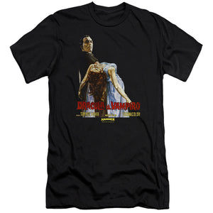 AN OFFCIALLY LICENSED HAMMER HOUSE OF HORROR VAMPIRO LADY MEN'S PREMIUM SLIM FIT T-SHIRT BLACK