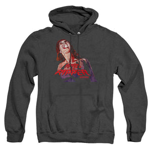 AN OFFCIALLY LICENSED HAMMER HOUSE OF HORROR RIPPER ADULT UNISEX HEATHER PULLOVER HOODIE BLACK