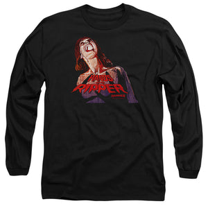 AN OFFCIALLY LICENSED HAMMER HOUSE OF HORROR RIPPER MEN'S LONG SLEEVE T-SHIRT BLACK