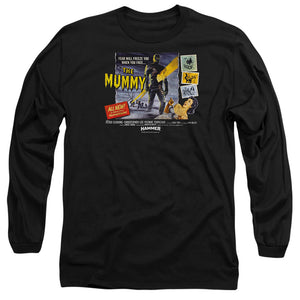 AN OFFCIALLY LICENSED HAMMER HOUSE OF HORROR FEAR WILL FREEZE YOU MEN'S LONG SLEEVE T-SHIRT BLACK