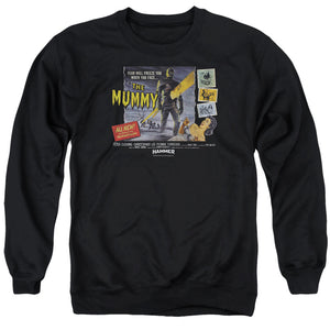 AN OFFCIALLY LICENSED HAMMER HOUSE OF HORROR FEAR WILL FREEZE YOU ADULT UNISEX CREWNECK SWEATSHIRT BLACK