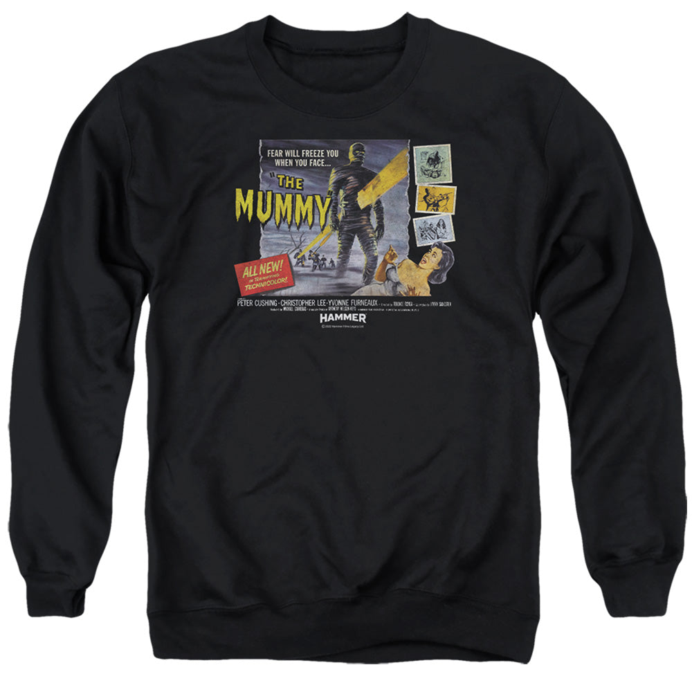 AN OFFCIALLY LICENSED HAMMER HOUSE OF HORROR FEAR WILL FREEZE YOU ADULT UNISEX CREWNECK SWEATSHIRT BLACK