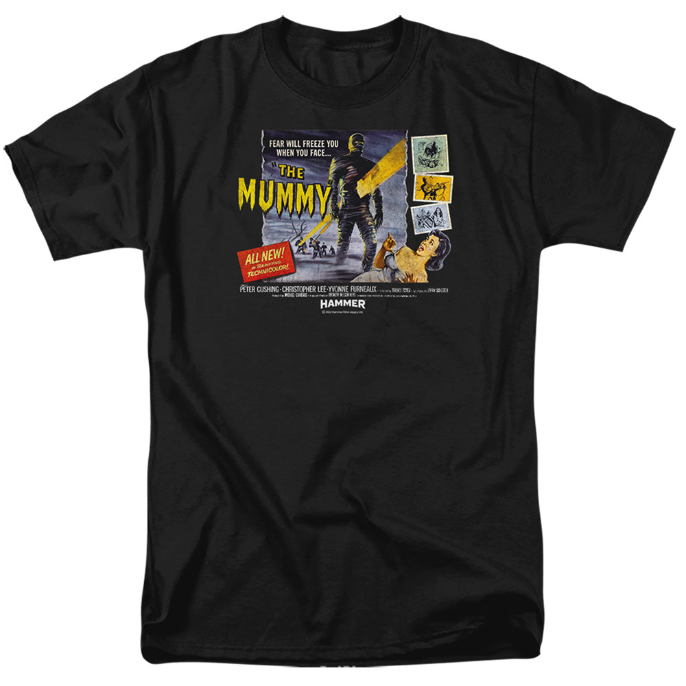 AN OFFCIALLY LICENSED HAMMER HOUSE OF HORROR FEAR WILL FREEZE YOU MEN'S REGULAR FIT T-SHIRT BLACK