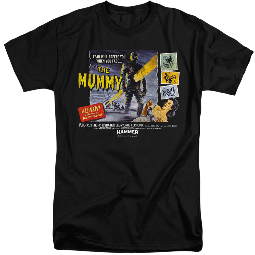 AN OFFCIALLY LICENSED HAMMER HOUSE OF HORROR FEAR WILL FREEZE YOU MEN'S TALL FIT T-SHIRT BLACK