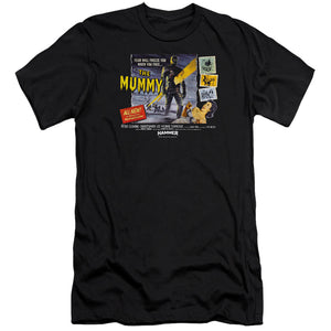 AN OFFCIALLY LICENSED HAMMER HOUSE OF HORROR FEAR WILL FREEZE YOU MEN'S PREMIUM SLIM FIT T-SHIRT BLACK