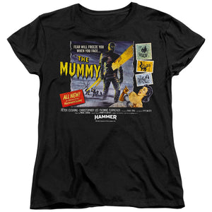 AN OFFCIALLY LICENSED HAMMER HOUSE OF HORROR FEAR WILL FREEZE YOU WOMEN'S REGULAR FIT T-SHIRT BLACK