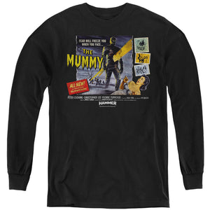 AN OFFCIALLY LICENSED HAMMER HOUSE OF HORROR FEAR WILL FREEZE YOU YOUTH LONG SLEEVE T-SHIRT BLACK