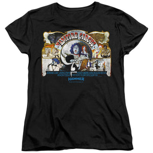 AN OFFCIALLY LICENSED HAMMER HOUSE OF HORROR CIRCUS WOMEN'S REGULAR FIT T-SHIRT BLACK