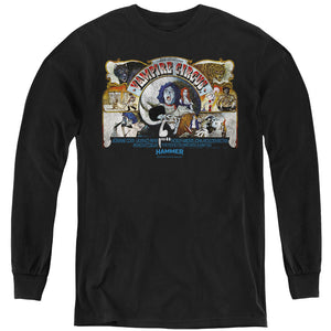 AN OFFCIALLY LICENSED HAMMER HOUSE OF HORROR CIRCUS YOUTH LONG SLEEVE T-SHIRT BLACK