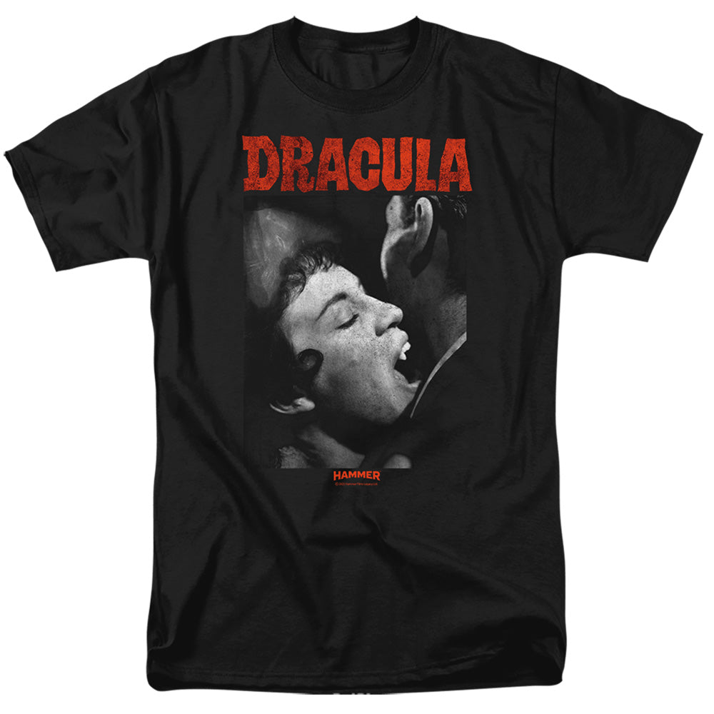 AN OFFCIALLY LICENSED HAMMER HOUSE OF HORROR CHRISTOPHER LEE DRACULA BITE MEN'S REGULAR FIT T-SHIRT BLACK