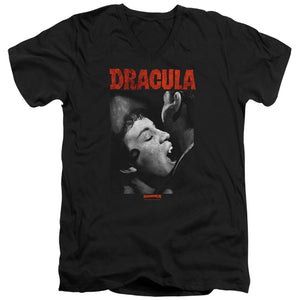 AN OFFCIALLY LICENSED HAMMER HOUSE OF HORROR CHRISTOPHER LEE DRACULA BITE MEN'S V-NECK T-SHIRT BLACK