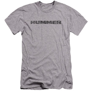 AN OFFCIALLY LICENSED HUMMER DISTRESSED HUMMER LOGO MEN'S PREMIUM SLIM FIT T-SHIRT ATHLETIC HEATHER