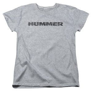 AN OFFCIALLY LICENSED HUMMER DISTRESSED HUMMER LOGO WOMEN'S REGULAR FIT T-SHIRT ATHLETIC HEATHER