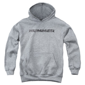 AN OFFCIALLY LICENSED HUMMER DISTRESSED HUMMER LOGO YOUTH HOODIE ATHLETIC HEATHER