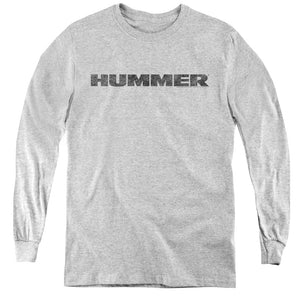 AN OFFCIALLY LICENSED HUMMER DISTRESSED HUMMER LOGO YOUTH LONG SLEEVE T-SHIRT ATHLETIC HEATHER