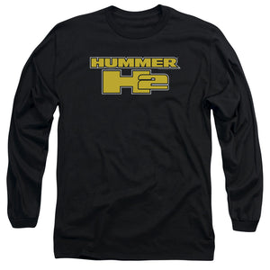 AN OFFCIALLY LICENSED HUMMER H2 BLOCK LOGO MEN'S LONG SLEEVE T-SHIRT BLACK