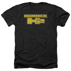 AN OFFCIALLY LICENSED HUMMER H2 BLOCK LOGO MEN'S HEATHER T-SHIRT CHARCOAL
