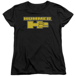 AN OFFCIALLY LICENSED HUMMER H2 BLOCK LOGO WOMEN'S REGULAR FIT T-SHIRT BLACK