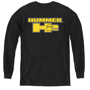 AN OFFCIALLY LICENSED HUMMER H2 BLOCK LOGO YOUTH LONG SLEEVE T-SHIRT BLACK