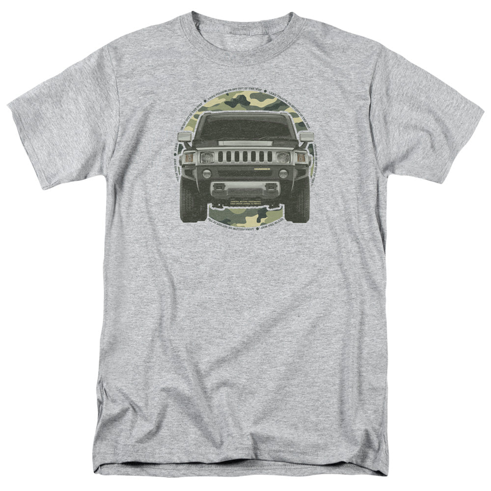 AN OFFCIALLY LICENSED HUMMER LEAD OR FOLLOW MEN'S REGULAR FIT T-SHIRT ATHLETIC HEATHER