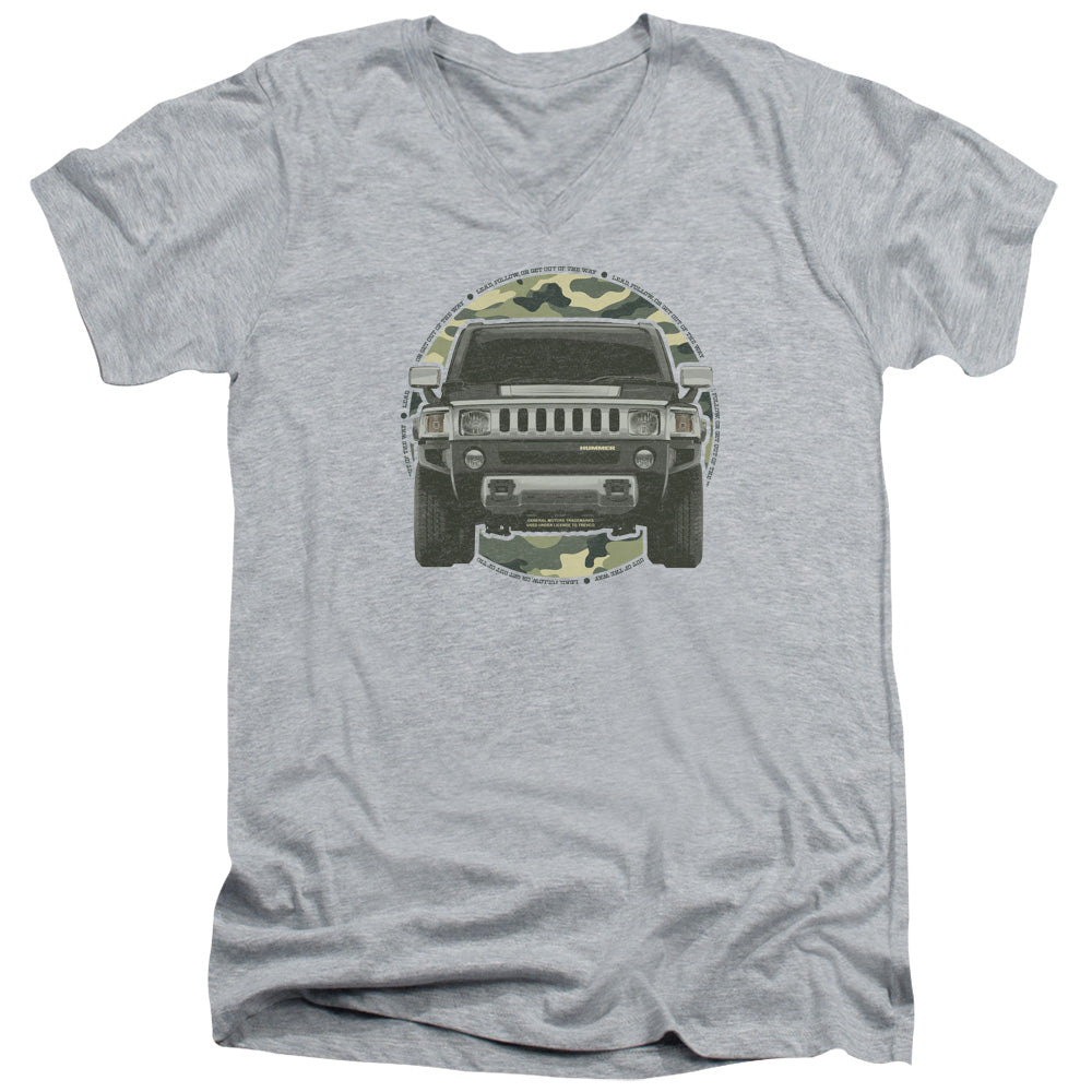 AN OFFCIALLY LICENSED HUMMER LEAD OR FOLLOW MEN'S V-NECK T-SHIRT ATHLETIC HEATHER