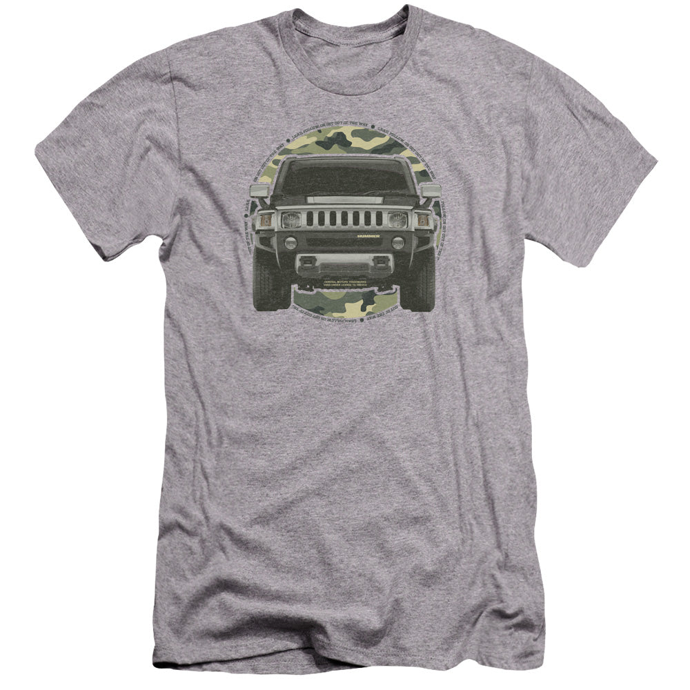 AN OFFCIALLY LICENSED HUMMER LEAD OR FOLLOW MEN'S PREMIUM SLIM FIT T-SHIRT ATHLETIC HEATHER