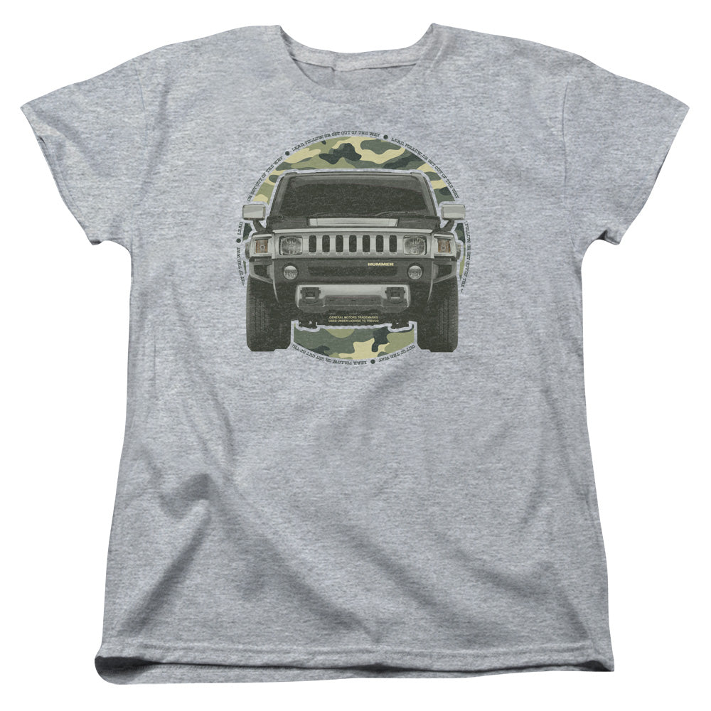 AN OFFCIALLY LICENSED HUMMER LEAD OR FOLLOW WOMEN'S REGULAR FIT T-SHIRT ATHLETIC HEATHER