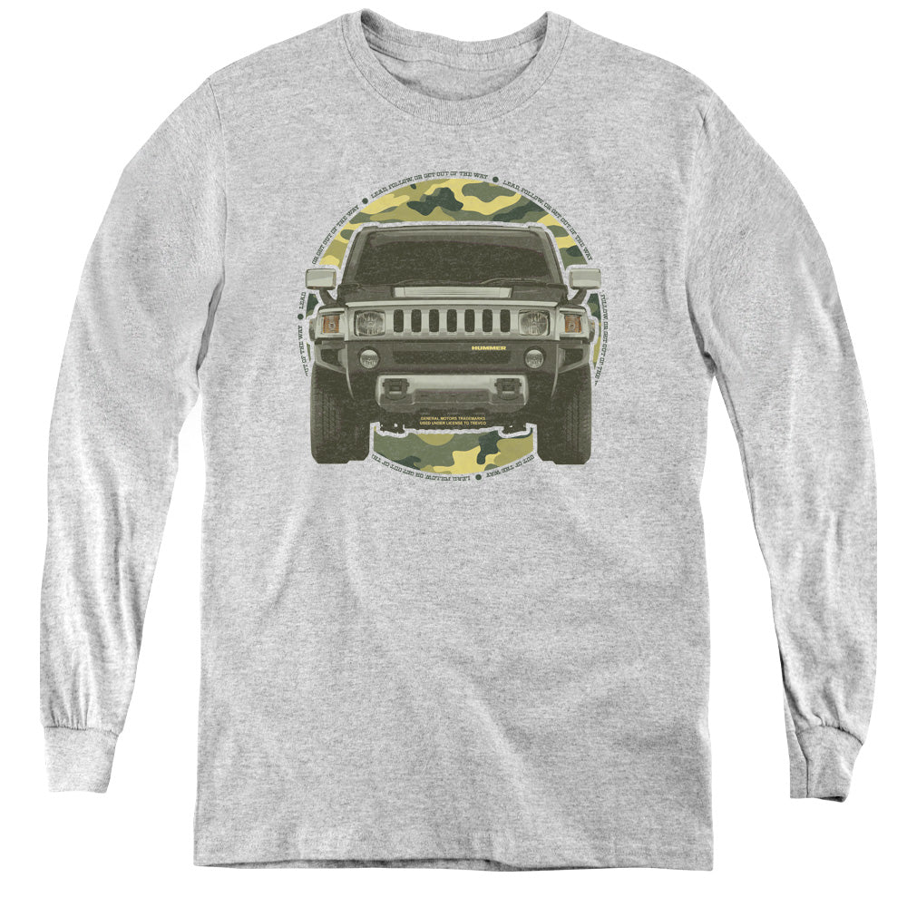 AN OFFCIALLY LICENSED HUMMER LEAD OR FOLLOW YOUTH LONG SLEEVE T-SHIRT ATHLETIC HEATHER