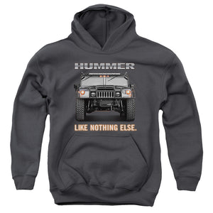 AN OFFCIALLY LICENSED HUMMER LIKE NOTHING ELSE YOUTH HOODIE CHARCOAL