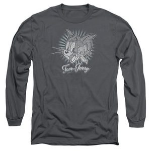 AN OFFCIALLY LICENSED HAPPY CLASSIC PALS HAPPY CLASSIC PALS MEN'S LONG SLEEVE T-SHIRT CHARCOAL