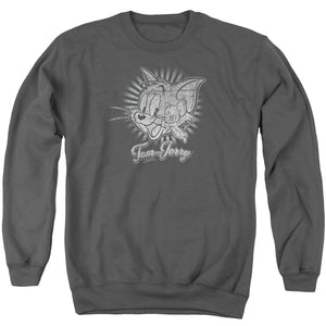 AN OFFCIALLY LICENSED HAPPY CLASSIC PALS HAPPY CLASSIC PALS ADULT UNISEX CREWNECK SWEATSHIRT CHARCOAL