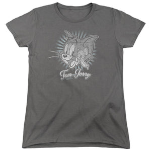 AN OFFCIALLY LICENSED HAPPY CLASSIC PALS HAPPY CLASSIC PALS WOMEN'S REGULAR FIT T-SHIRT CHARCOAL