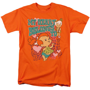 AN OFFCIALLY LICENSED FLINTSTONES MY HEART MEN'S REGULAR FIT T-SHIRT ORANGE