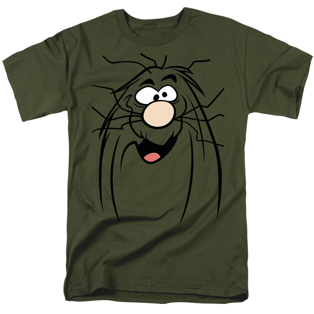 AN OFFCIALLY LICENSED CAPTAIN CAVEMAN BIG FACE MEN'S REGULAR FIT T-SHIRT MILITARY GREEN