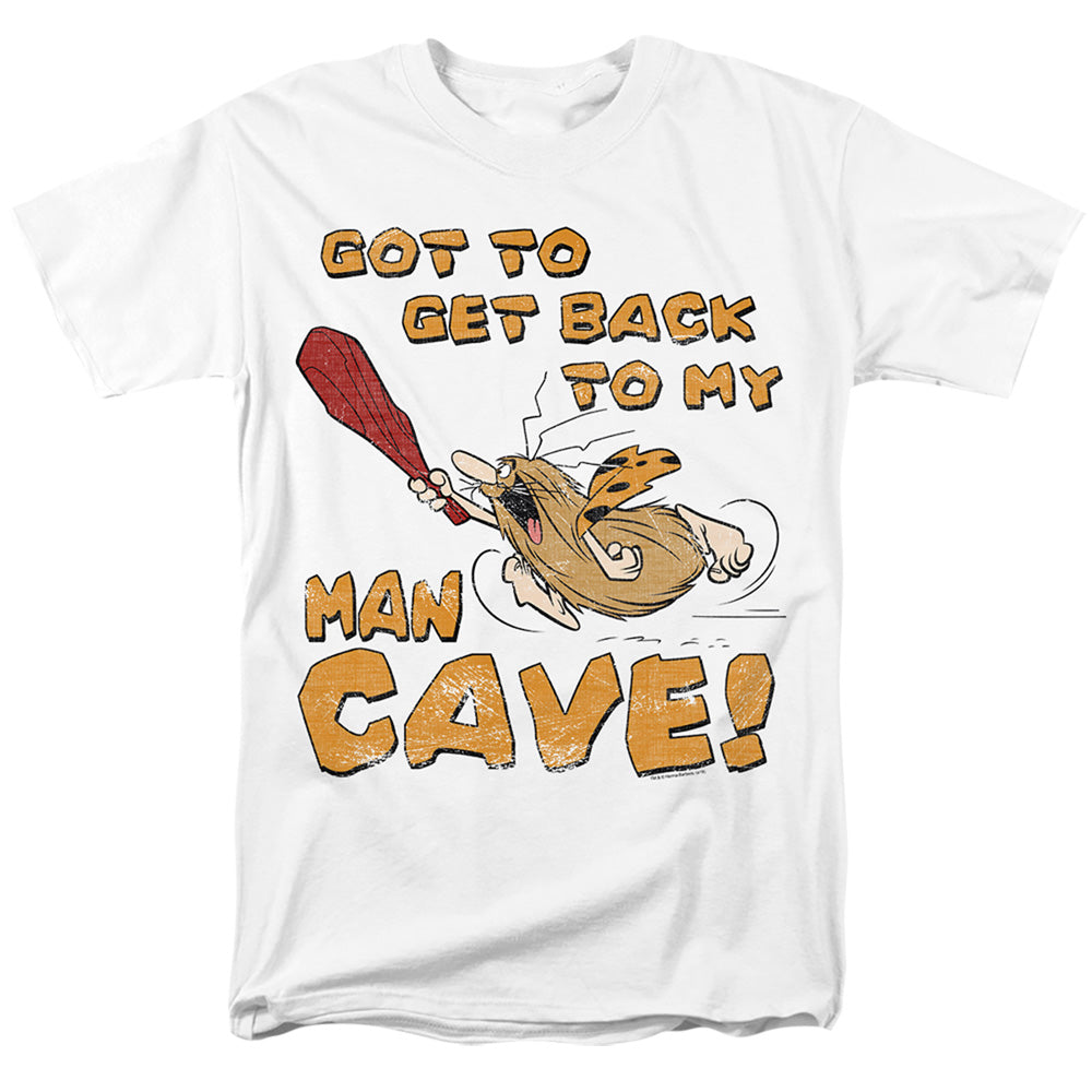 AN OFFCIALLY LICENSED CAPTAIN CAVEMAN MAN CAVE MEN'S REGULAR FIT T-SHIRT WHITE
