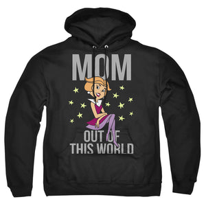 AN OFFCIALLY LICENSED JETSONS OUT OF THIS WORLD MOM ADULT UNISEX PULLOVER HOODIE BLACK