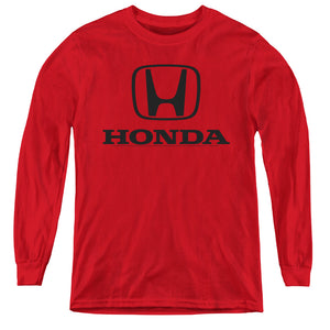 AN OFFCIALLY LICENSED HONDA STANDARD LOGO YOUTH LONG SLEEVE T-SHIRT RED