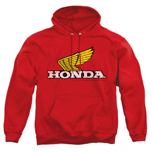 AN OFFCIALLY LICENSED HONDA YELLOW WING LOGO ADULT UNISEX PULLOVER HOODIE RED