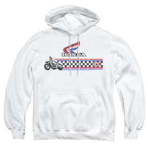 AN OFFCIALLY LICENSED HONDA 1985 RED WHITE BLUE ADULT UNISEX PULLOVER HOODIE WHITE