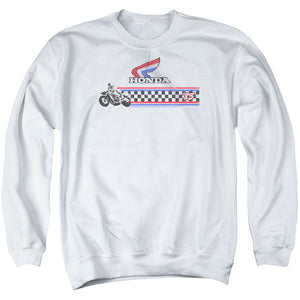 AN OFFCIALLY LICENSED HONDA 1985 RED WHITE BLUE ADULT UNISEX CREWNECK SWEATSHIRT WHITE