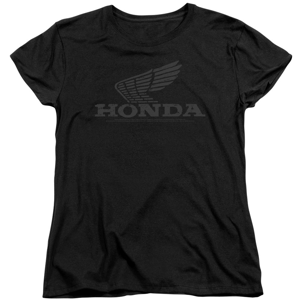 AN OFFCIALLY LICENSED HONDA VINTAGE WING WOMEN'S REGULAR FIT T-SHIRT BLACK